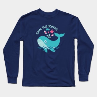 Save The Oceans, Whale Spouts Garbage From Sea Long Sleeve T-Shirt